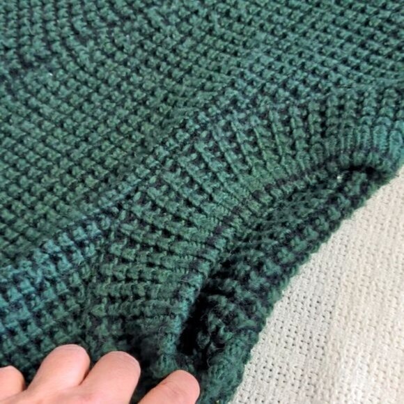 Orange Fountain Village Thick-Knitted Sz L/XL Cowl Neck Deep Army Green Sweater - Picture 4 of 8
